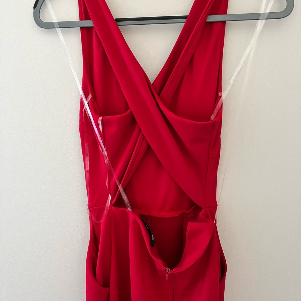 Crystal Sky red full length jumpsuit, M; never worn